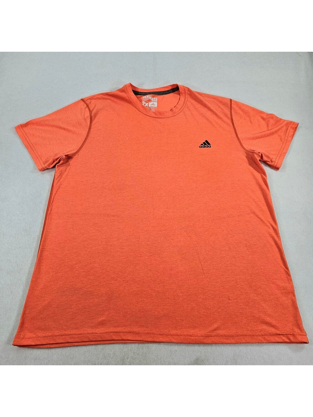 Adidas Ultimate Tee Mens 2XL Orange Short Sleeve Athletic Shirt Logo 2X